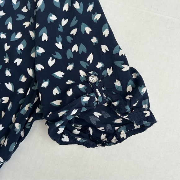 Cecil Women's Blue Heart Pattern Button Detail Short Sleeve Blouse Small - Picture 11 of 13